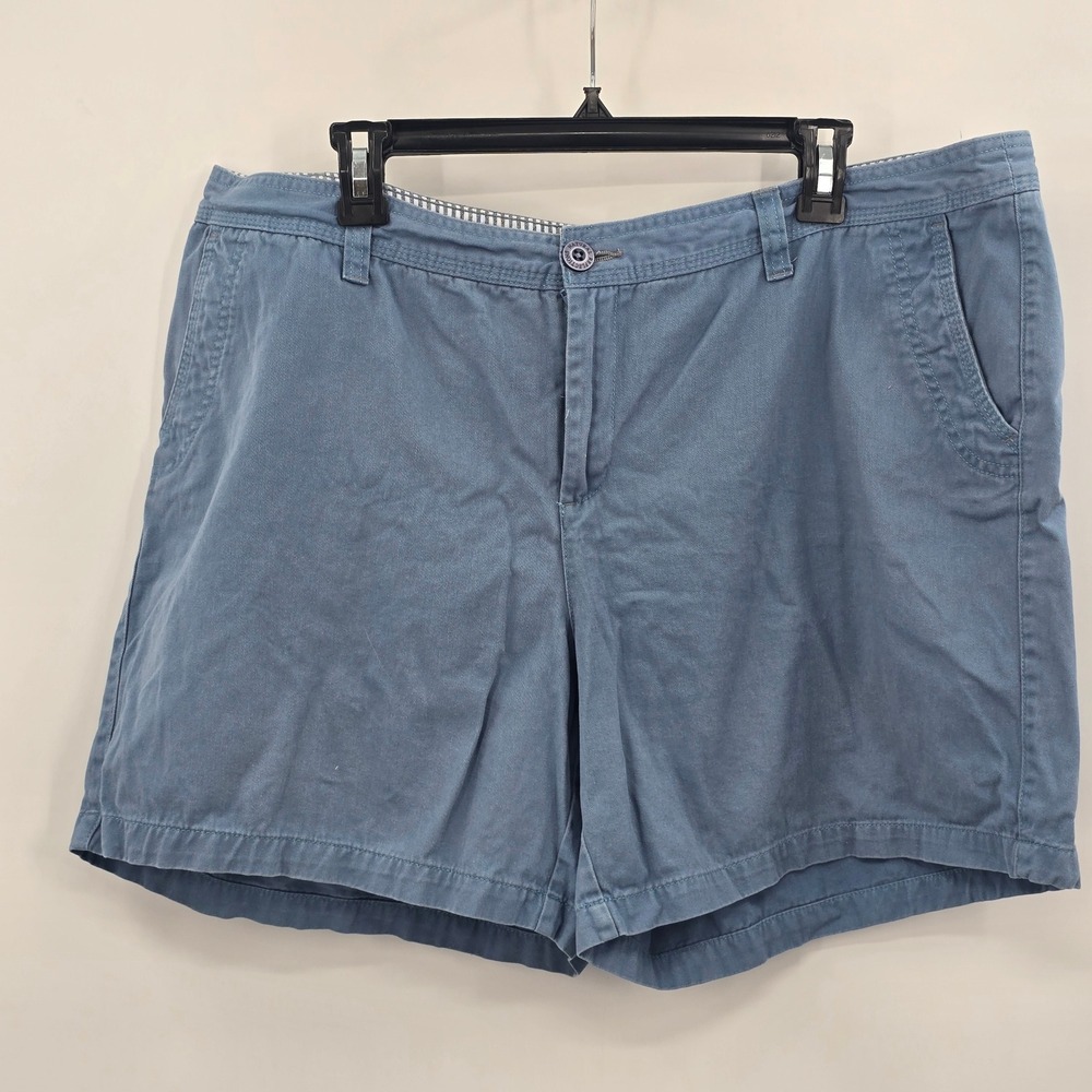 Natural Reflections Shorts Womens 18W Blue Cotton Twill Casual Mid Rise
